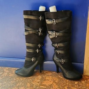 Sexy black high heeled boots